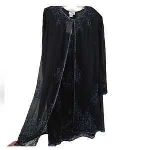 JMD New York Vintage‎ Womens Embellished Formal Black Dress 2 Piece Size 3X Glam